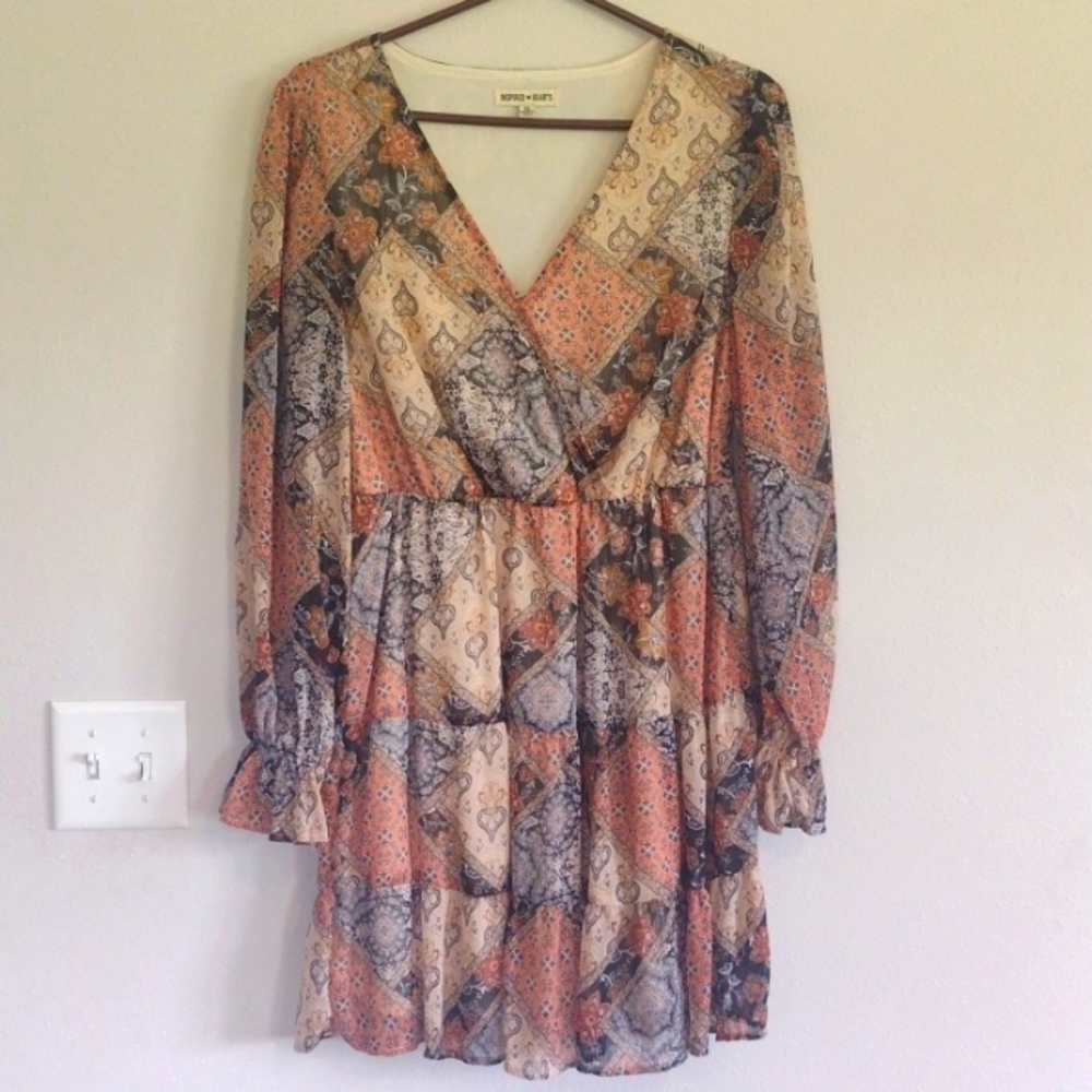 Inspired Hearts Paisley Long Sleeve dress